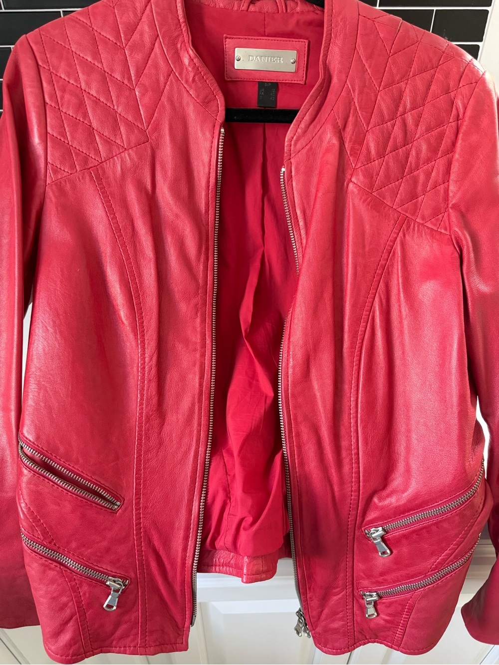 Daniel Leather coat coral/red soft leather
